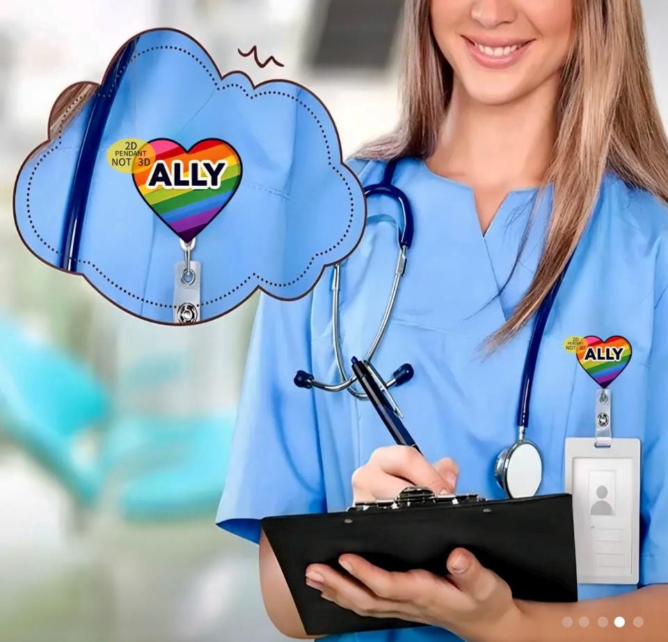 Acrylic Ally Badge Holder Lanyard with Retractable Reel