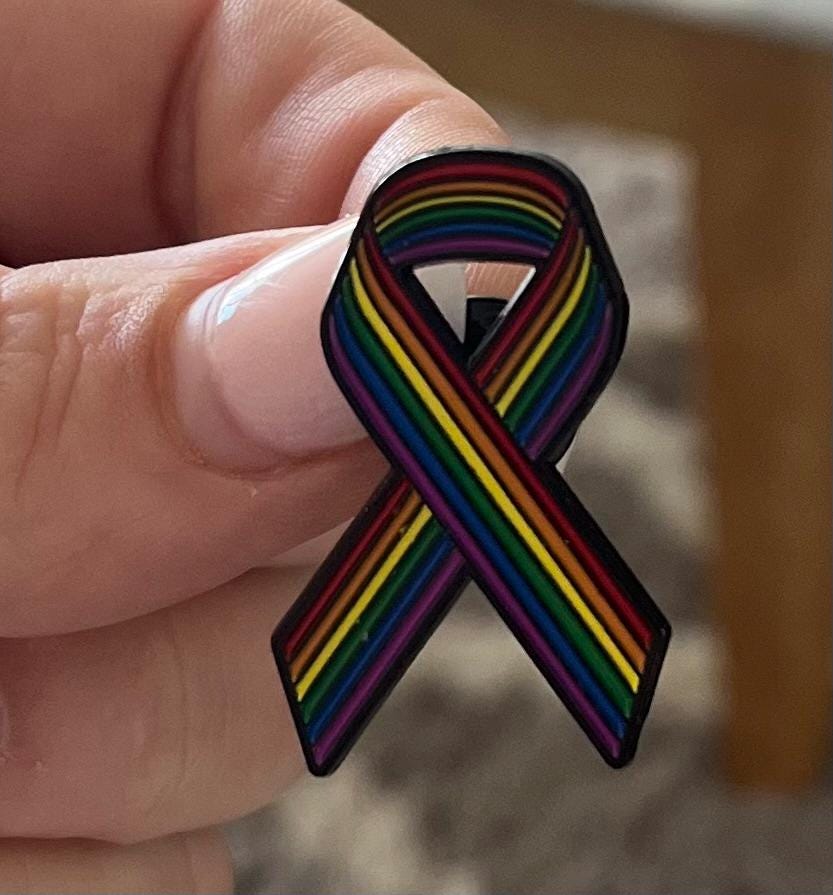 Pride Pin Rainbow Ribbon