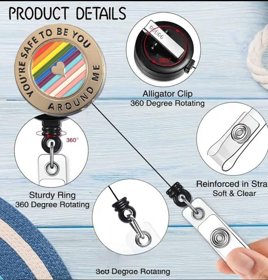 Enamel Ally Badge Retractable Reel