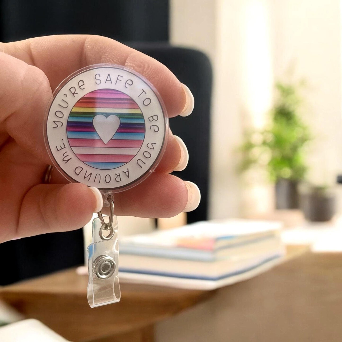 Acrylic Ally Badge Holder Lanyard with Retractable Reel