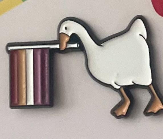 Goose Holding a Lesbian Flag