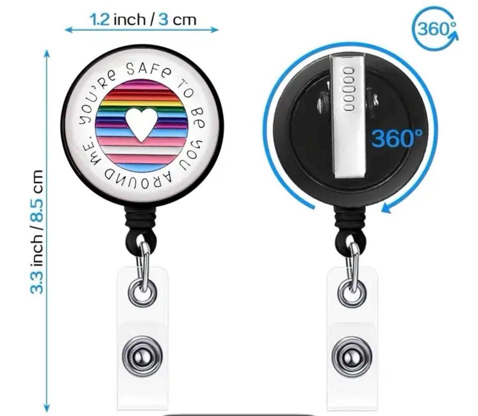 Acrylic Ally Badge Holder Lanyard with Retractable Reel