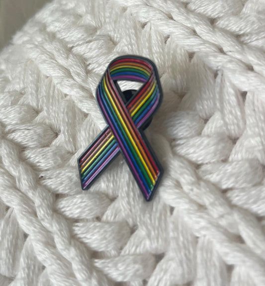 Pride Pin Rainbow Ribbon