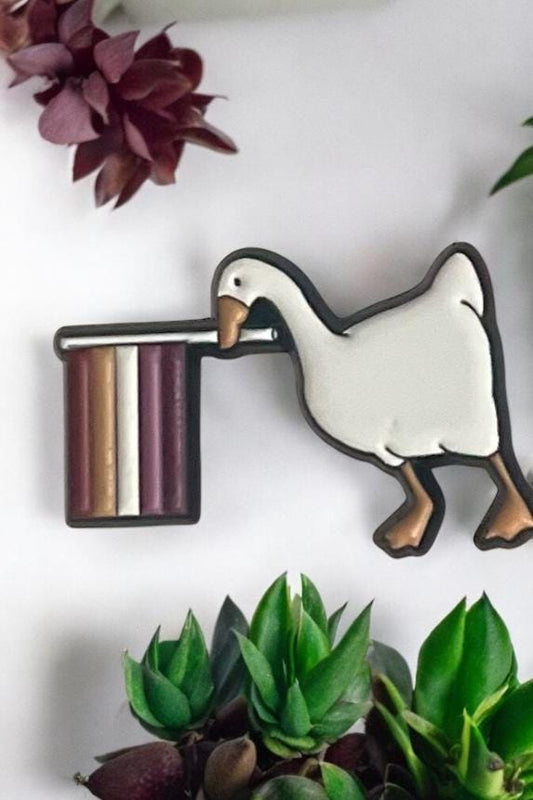 Goose Holding a Lesbian Flag